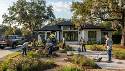 Landscaping crew serving Baton Rouge, LA with professional lawn care services