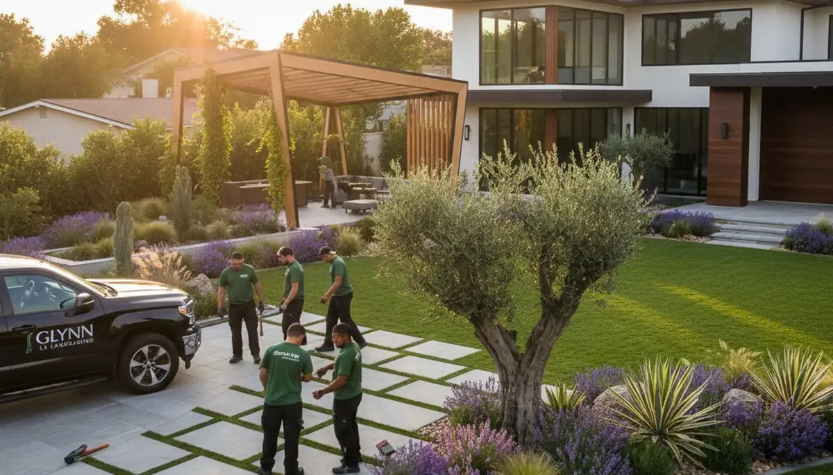 Baton Rouge, LA landscaping crew providing professional lawn service for residential and commercial properties