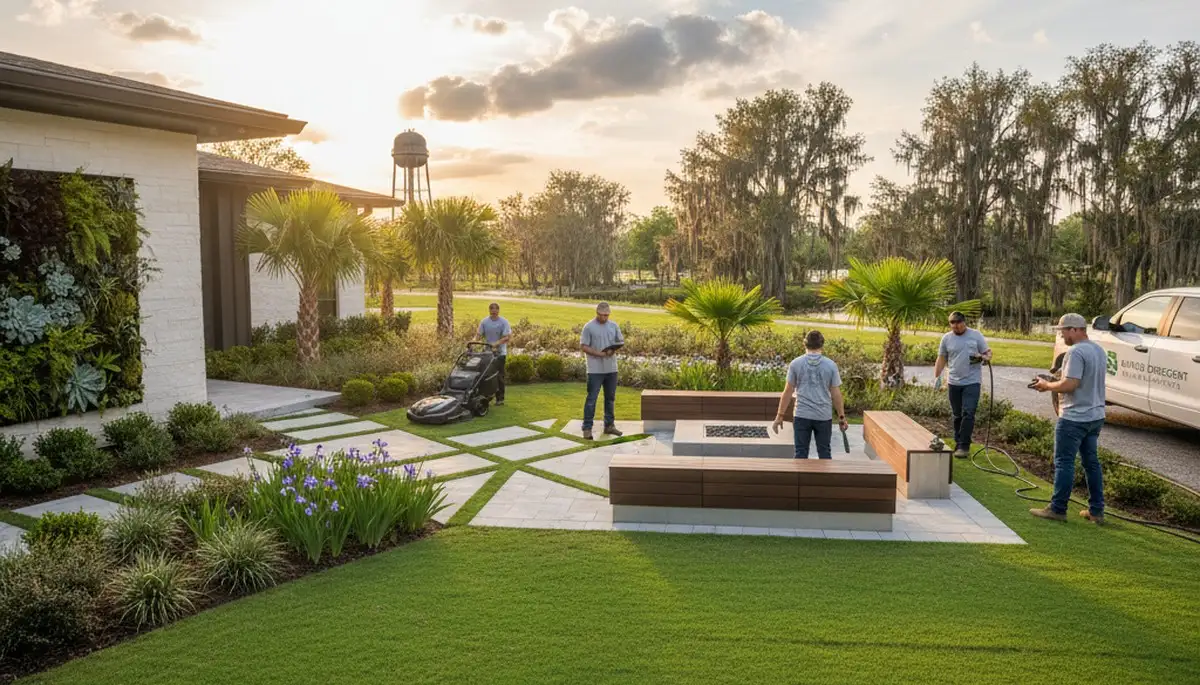 Landscaping crew serving Baton Rouge, LA with professional lawn care and landscape maintenance