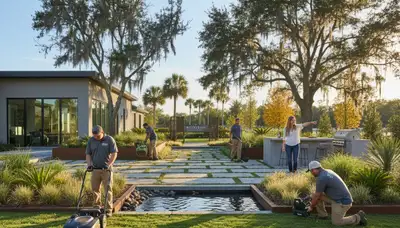 Professional landscaping crew in Baton Rouge, LA providing lawn care services