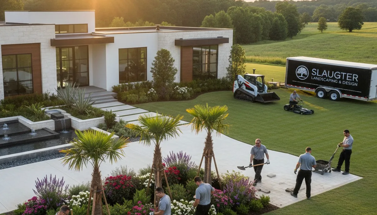 Landscaping crew serving Baton Rouge, LA with professional lawn care service