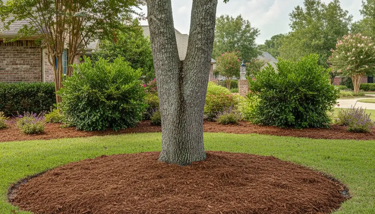 Professional tree mulch ring installation in Baton Rouge, LA by Chop Chop Landscaping