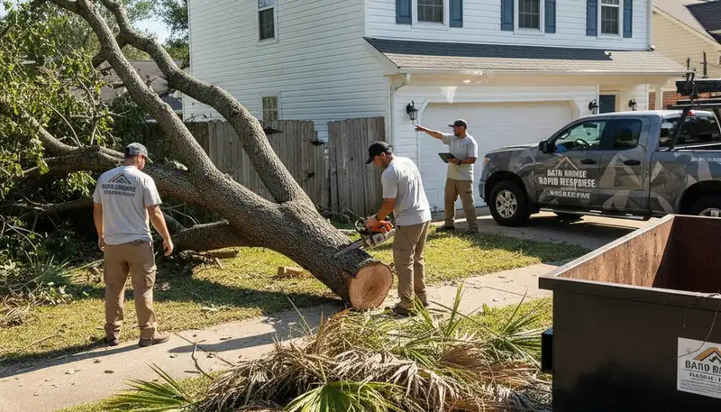 Storm debris cleanup and yard restoration by Chop Chop Landscaping in Baton Rouge, Louisiana